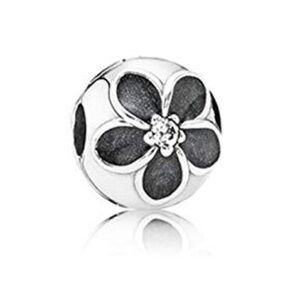 PANDORA Mystic Floral Black Enamel Flower charm clip